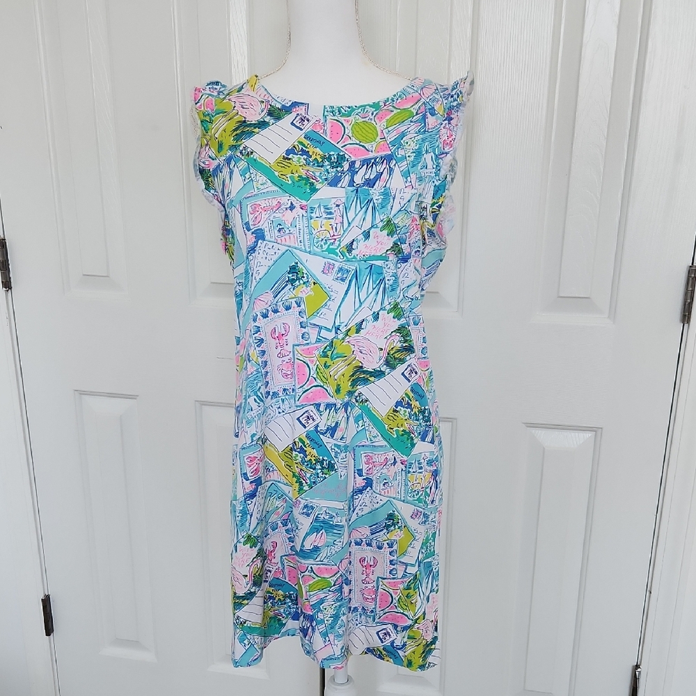 Lilly Pulitzer Florida Palm Beach Laina Tshirt Dress Small "Wish You Were Here"